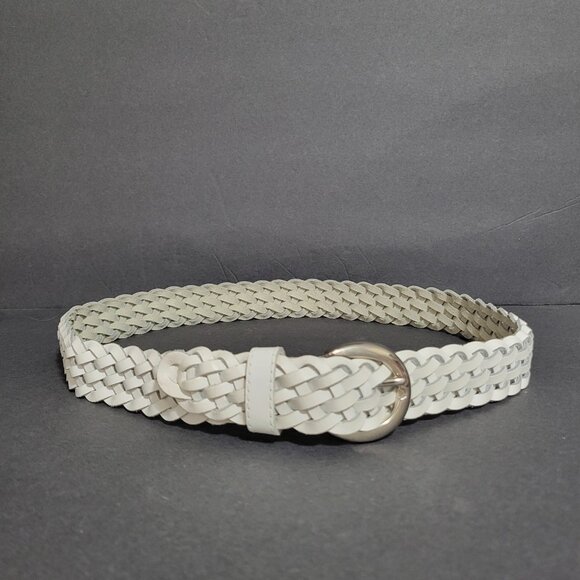White Woven Casual Design Genuine Leather Belt ~ Made in Guatemala ~ Size ML - Picture 2 of 8